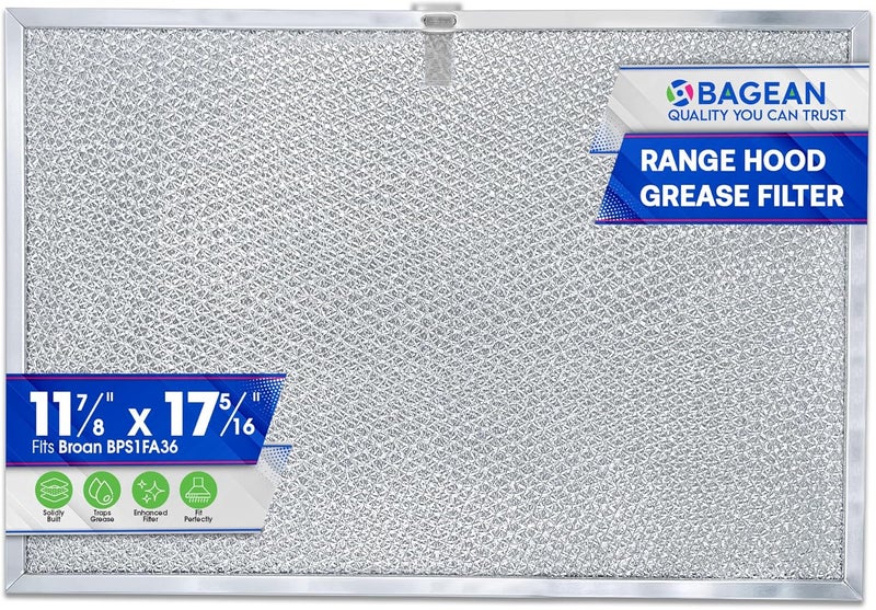 Bagean Stove Hood Vent Filter 11.8" x 17.35" BPS1FA36 Compatible with Broan Range Hood Filter Replacement - Fit's Allure Range Overhead Aluminum Screen - Blocks Grease & Filters Over Oven Air (1-Pack) - Image 1